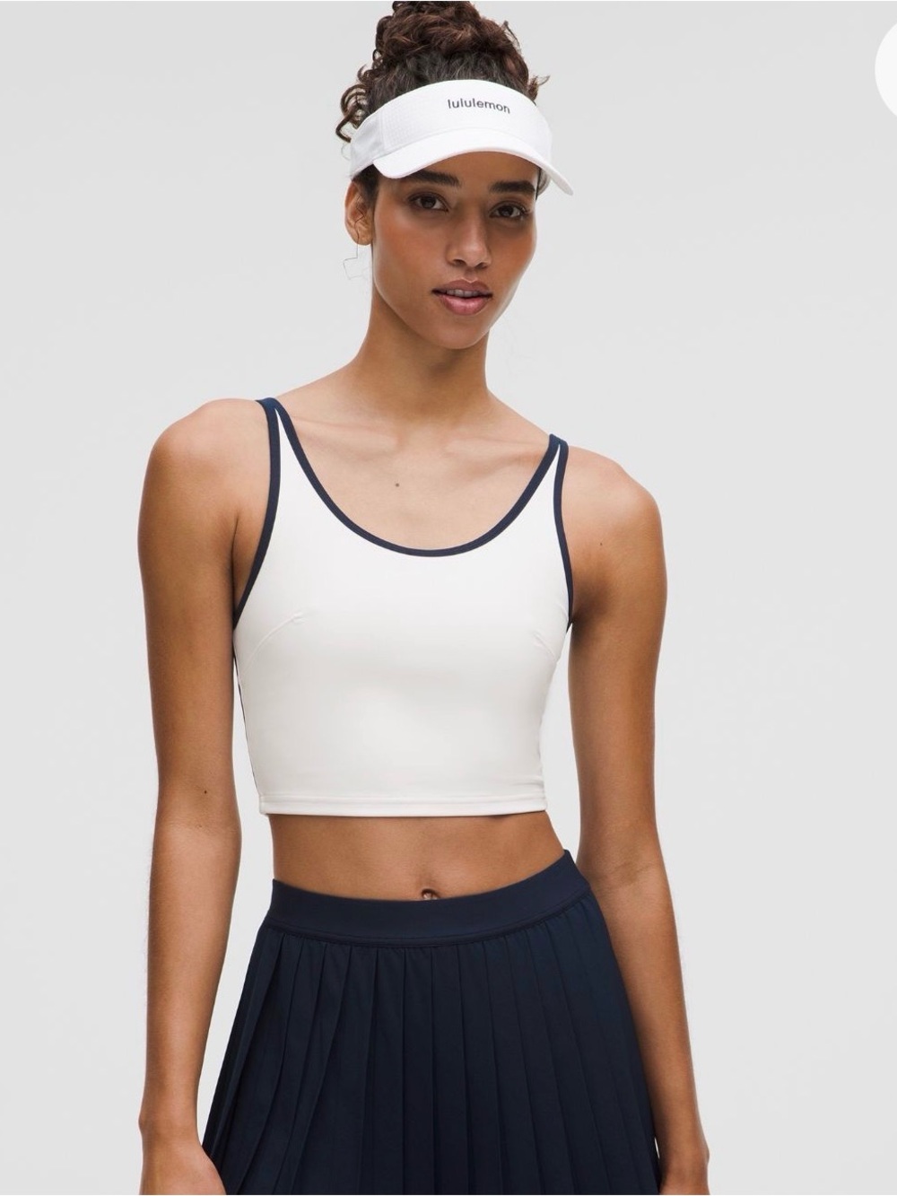 lululemon White / Club Blue Scoop Neck Cutout Tennis Tank Size Medium B/C